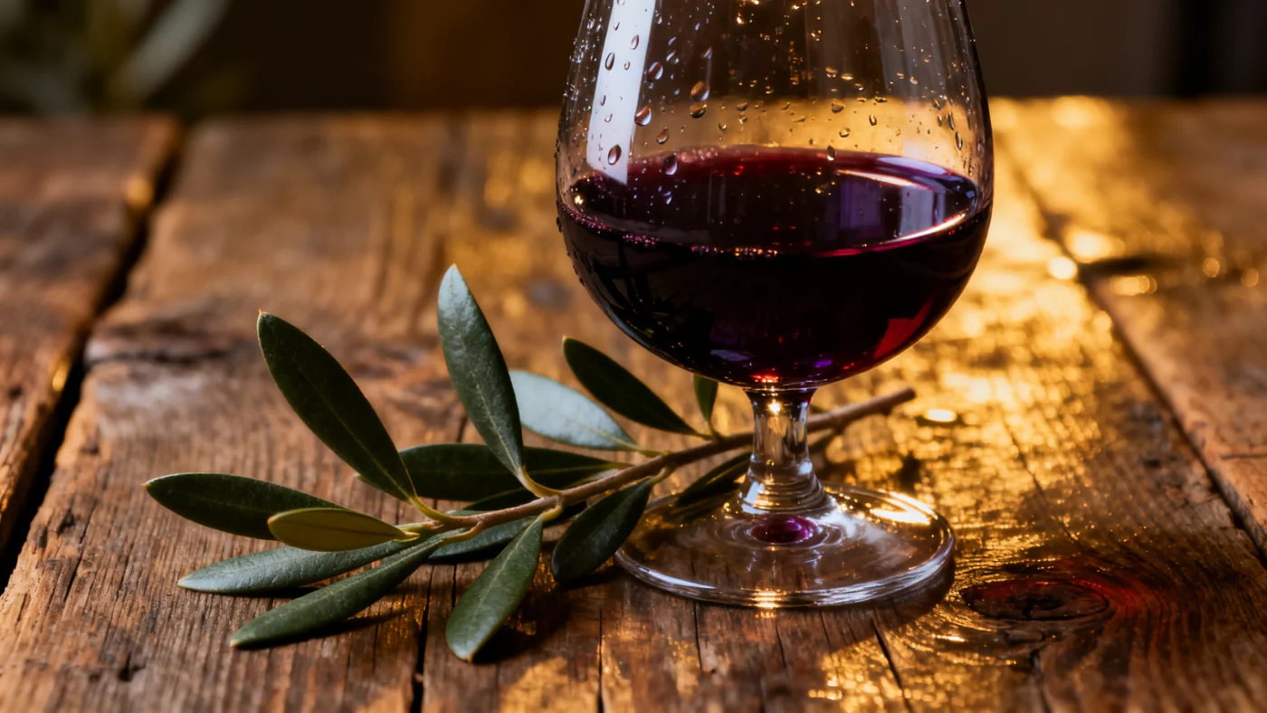 Bicchiere di Primitivo di Manduria rosso intenso, Puglia
